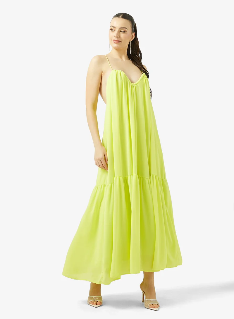 Ginger Boutique Halter Neck Pleated Maxi Dress